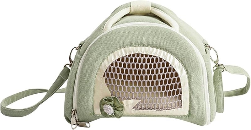 حقيبة النقل الخضراء القابلة للتنفس للحيوانات الأليفة الصغيرة: الهامستر والأرانب للسفر - Image 1